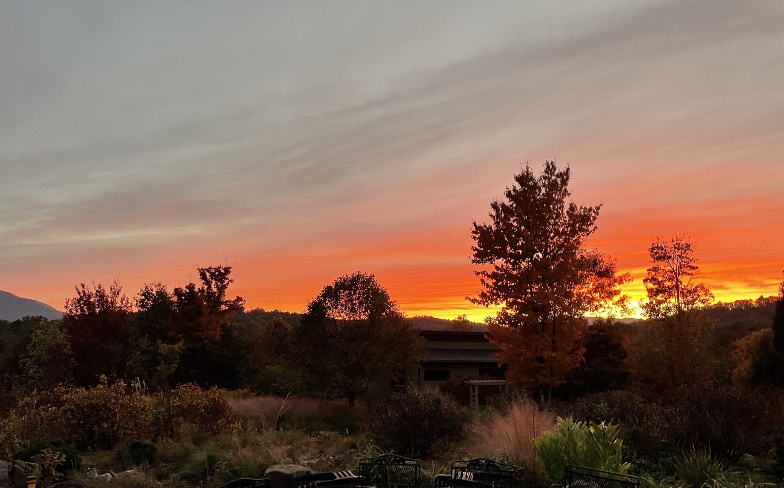 Sunset over the mountains at Elohee